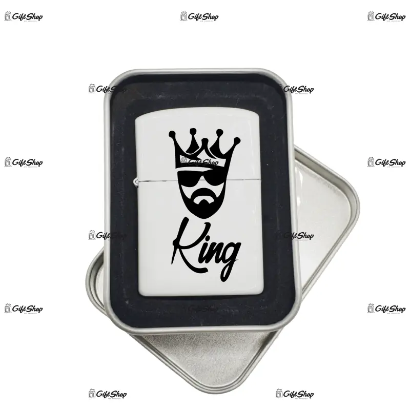 King, bricheta metalica gravata laser cu mesaj